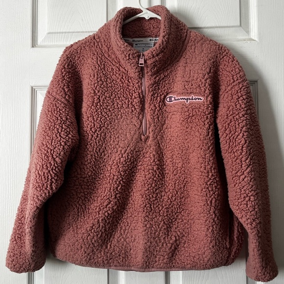 Champion Sweaters - Champion Sherpa Half-Zip Jacket in Dusty Rose